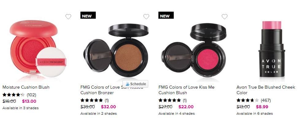 Avon blush and bronzer products